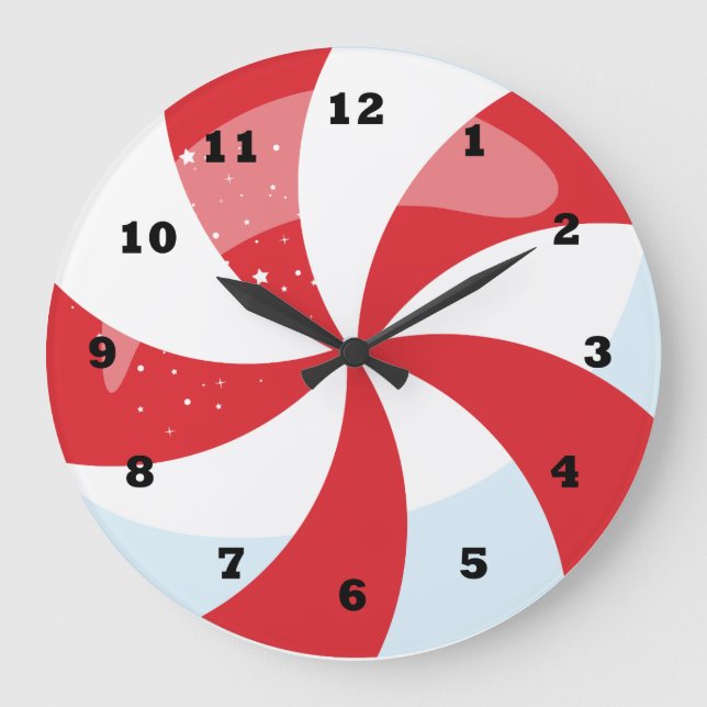 Festive julpeppermint Helgdag Stor Klocka (Framsida)