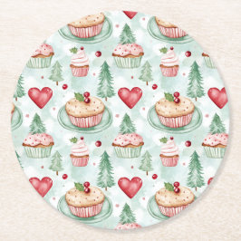 Festive julsötsaker underlägg papper rund