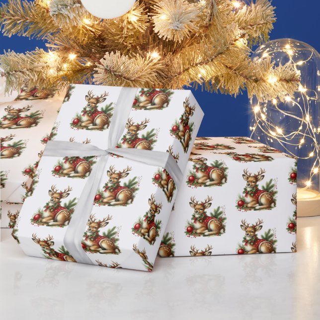 Festive jultomte renar presentpapper (Helgdagar)