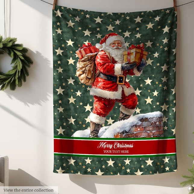 Festive Jultomten Blanket med eget namn Fleecefilt (Festive Santa Claus Blanket with Custom Name)