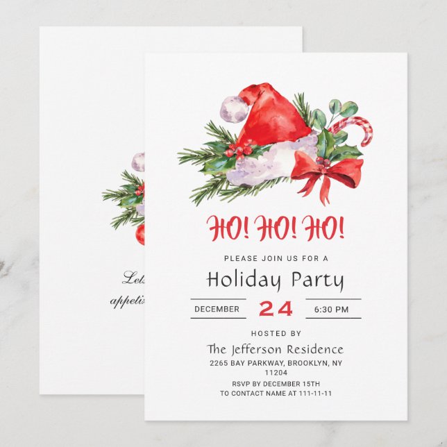 Festive Jultomten Hat Helgdag jul Party Inbjudningar (Fram/baksida)