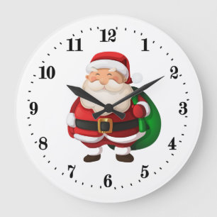 Festive jultomten Helgdag Large Clock Stor Klocka