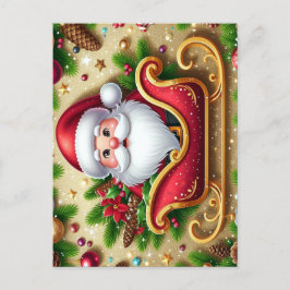 Festive Jultomten i Sleigh Helg Vykort