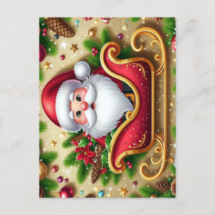 Festive Jultomten i Sleigh Helg Vykort