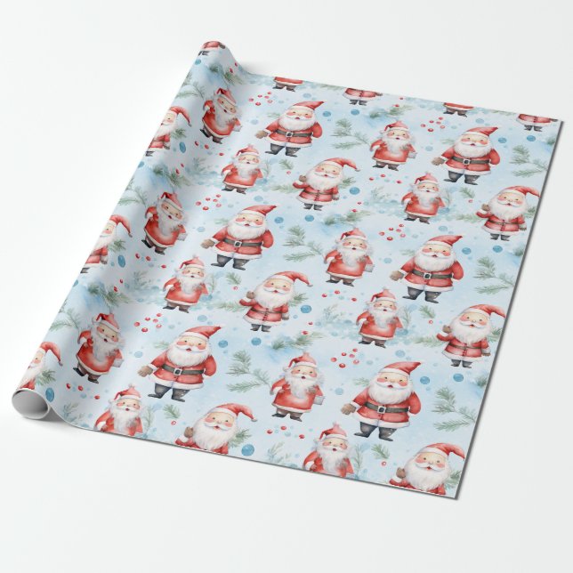 Festive Jultomten jul Mönster Presentpapper (Utrullad)