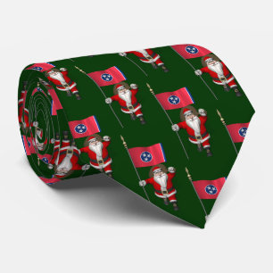 Festive Jultomten med Flagga av Tennessee Slips