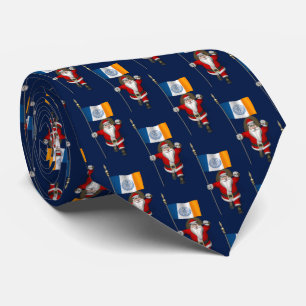 Festive Jultomten med Flagga i New York City Slips