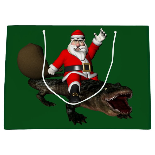 Festive Jultomten Riding An Alligator (Framsidan)