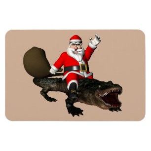 Festive Jultomten Riding An Alligator Magnet
