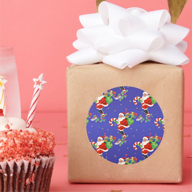 Festive Jultomten Runt Klistermärke (Part)