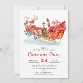 Festive Jultomten Sleigh Helgdag jul Party Inbjudningar