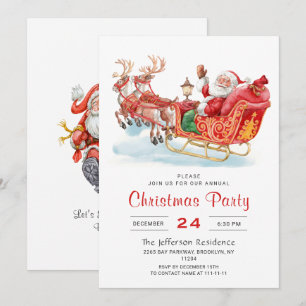 Festive Jultomten Sleigh Helgdag jul Party Inbjudningar