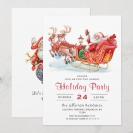 Festive Jultomten Sleigh Helgdag jul Party Inbjudningar