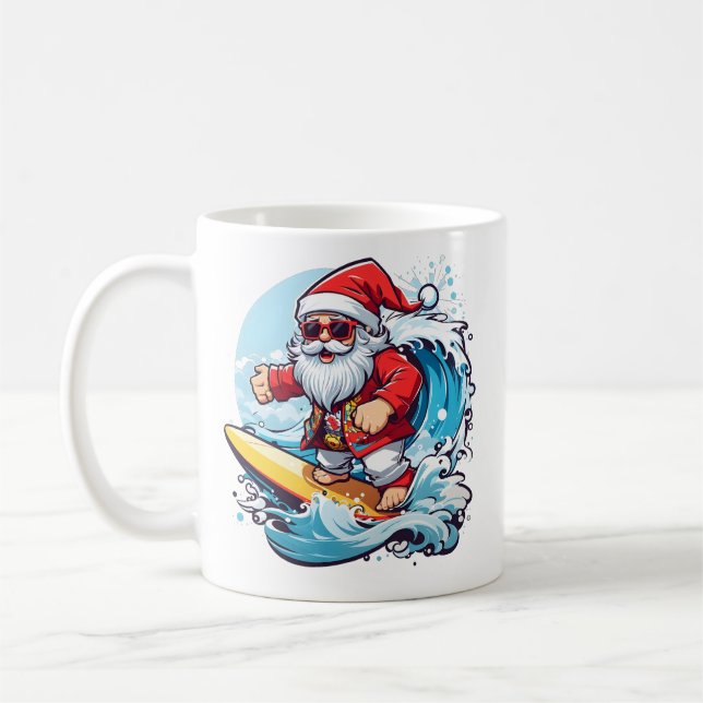 Festive Jultomten Surfing jul Vinkarare Kaffemugg (Vänster)