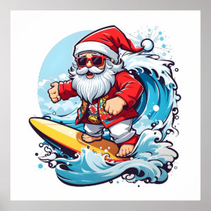 Festive Jultomten Surfing jul Vinkarare Poster