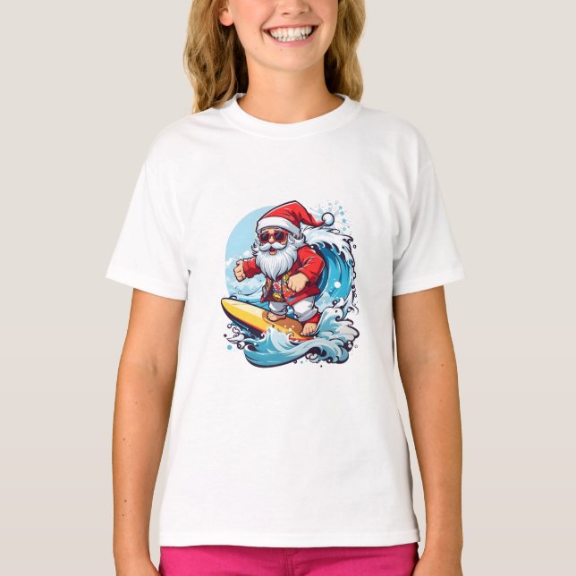 Festive Jultomten Surfing jul Vinkarare T Shirt (Framsida)