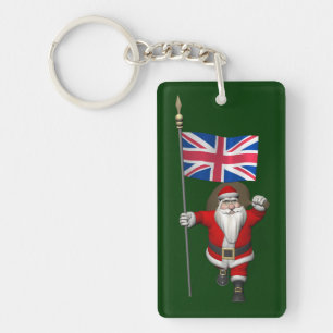 Festive Jultomten with Flagga of the UK Nyckelring