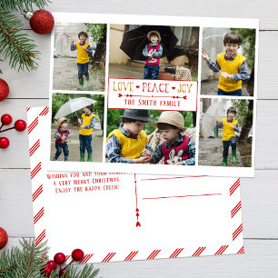 Festive Kärlek, Peace, Joy   Sex fotokollage Vykort