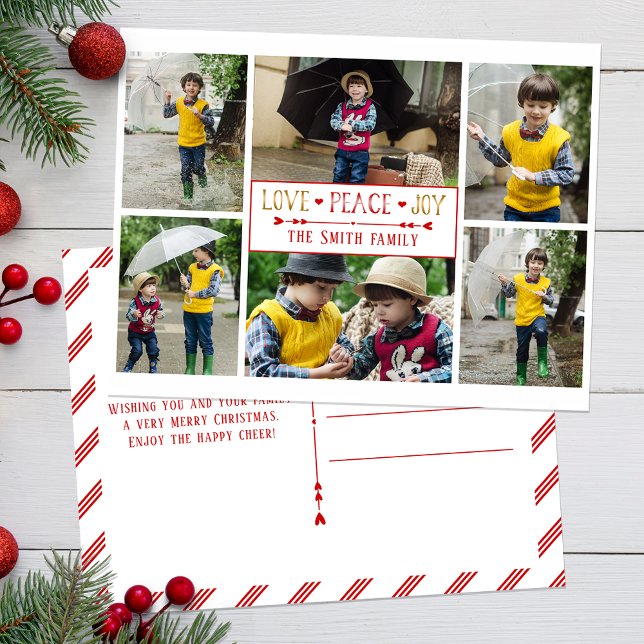Festive Kärlek, Peace, Joy | Sex fotokollage Vykort (Skapare uppladdad)