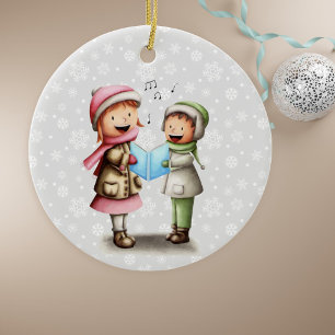 Festive Kids sjunger jul Sång Julgransprydnad Keramik