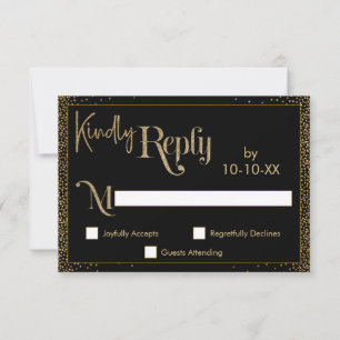 Festive Kinely Reply Faux Guld Confetti på Black OSA Kort