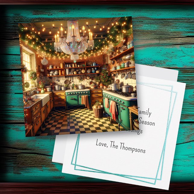 Festive Kitsch Retro Kitchen jul Kort (Skapare uppladdad)