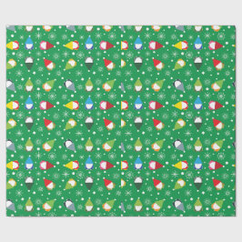 Festive Kitschy Gnome and Snowflake Wrapping Pappe Presentpapper