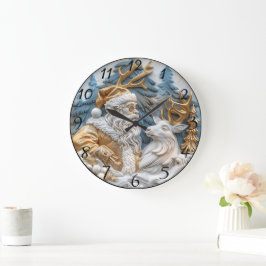 Festive klocka med tomten och renar