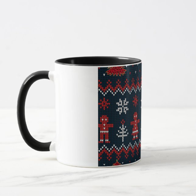 Festive knitted ginger bread snow flakes  mugg (Vänster)