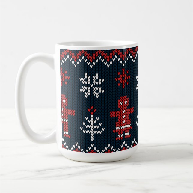Festive Knitted Snowflakes gingerbread pattern  Kaffemugg (Vänster)