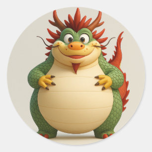 Festive Knubbig Tecknad Dragon Sticker Runt Klistermärke