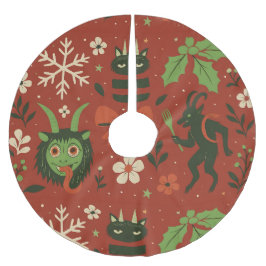 Festive Krampus Mönster Julgransmatta Borstad Polyester