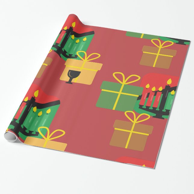 Festive Kwanzaa presenterar Pappra Mönster Wrappin Presentpapper (Utrullad)
