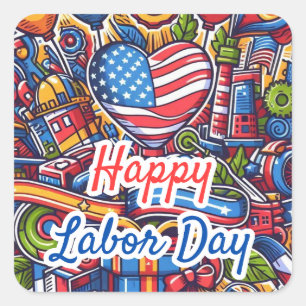 Festive Labour Day Firande Fyrkantigt Klistermärke