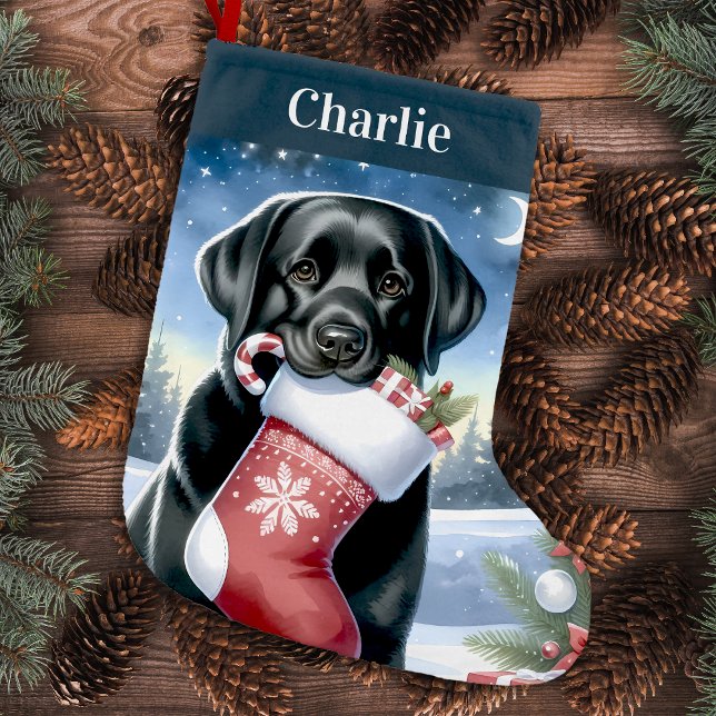 Festive Labour Retriever Helgdag Black Hund Liten Julstrumpa (Skapare uppladdad)