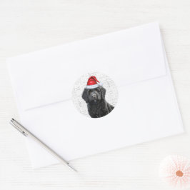 Festive Labradoodle med Woof Ord Art-jul Runt Klistermärke
