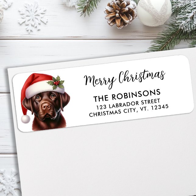 Festive Labrador Hund Cute Jul Returadress Returadress Etikett (Skapare uppladdad)