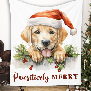 Festive Labrador Retriever Puppy Hund jul Fleecefilt