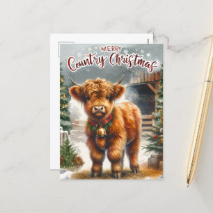 Festive Land Highland-cos add message Helg Vykort