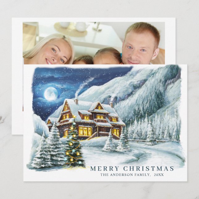 Festive Land House-julhuset Hälsning Julkort (Fram/baksida)