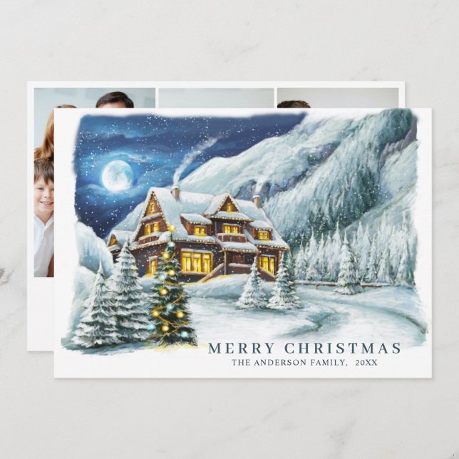 Festive Land House-julhuset Hälsning Julkort (Fram/baksida)