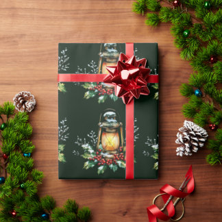 Festive Lantern Nestled in Holly – Seasonal Glow  Presentpapper