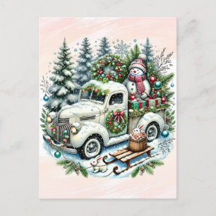 Festive Lastbil Vintage-julleverans Helg Vykort