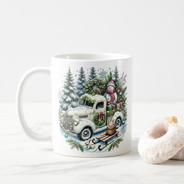 Festive Lastbil | Vintage-julleverans Kaffemugg (Med munk)