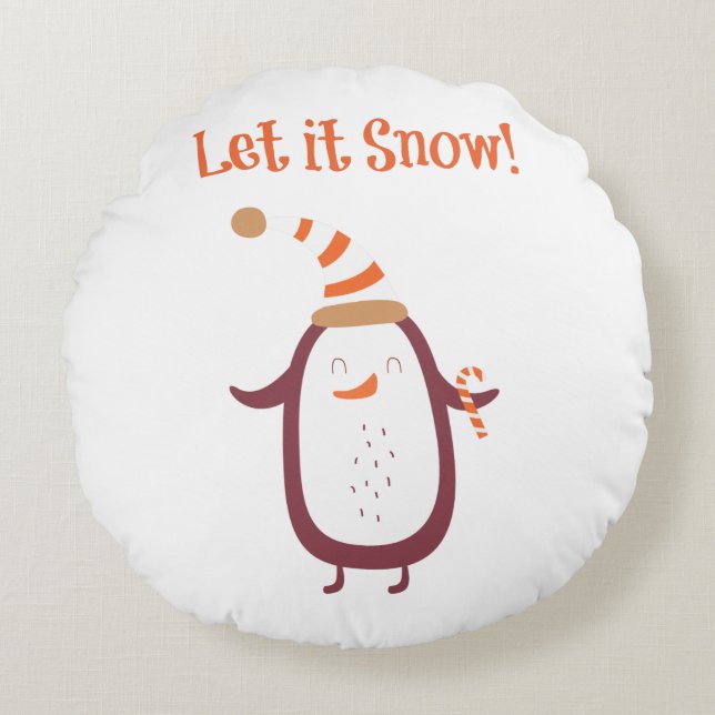 Festive Låt det snöa Rund Kudde (Framsidan)