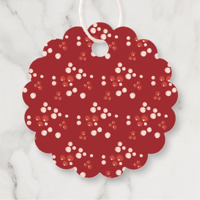 Festive Leafy Blommigt jul Traditional Red Gåvor Etiketter (Baksida)