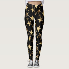 Festive Leggings Black Guld-julstjärnor