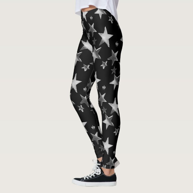 Festive Leggings Black Silver Grått-julstjärnor (Vänster)