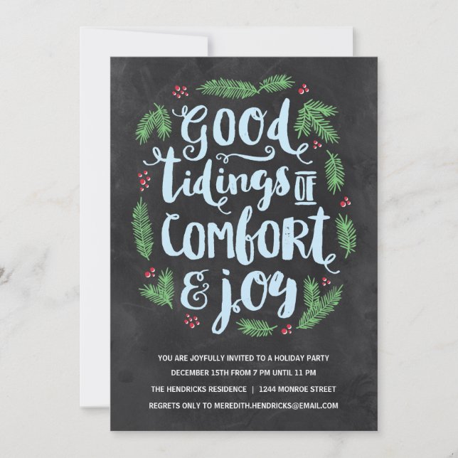 Festive Lettering | Julfest av kalkbord Inbjudningar (Framsida)