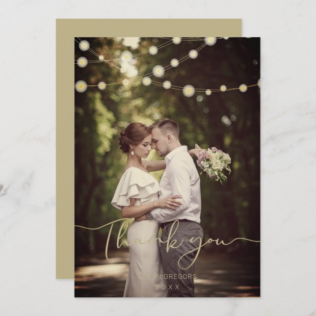 Festive Light Bröllop Guld Anpassningsbar Whimsica (Fram/baksida)